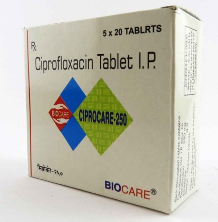 Ciprocare-250 Tablets Package Slant